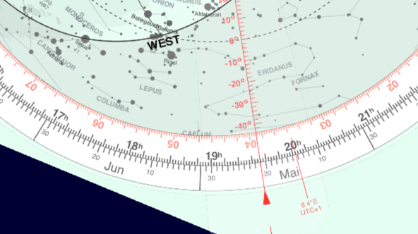 Ermitteln der Untergangszeit z.B. der Orion-G&uuml;rtelsterne